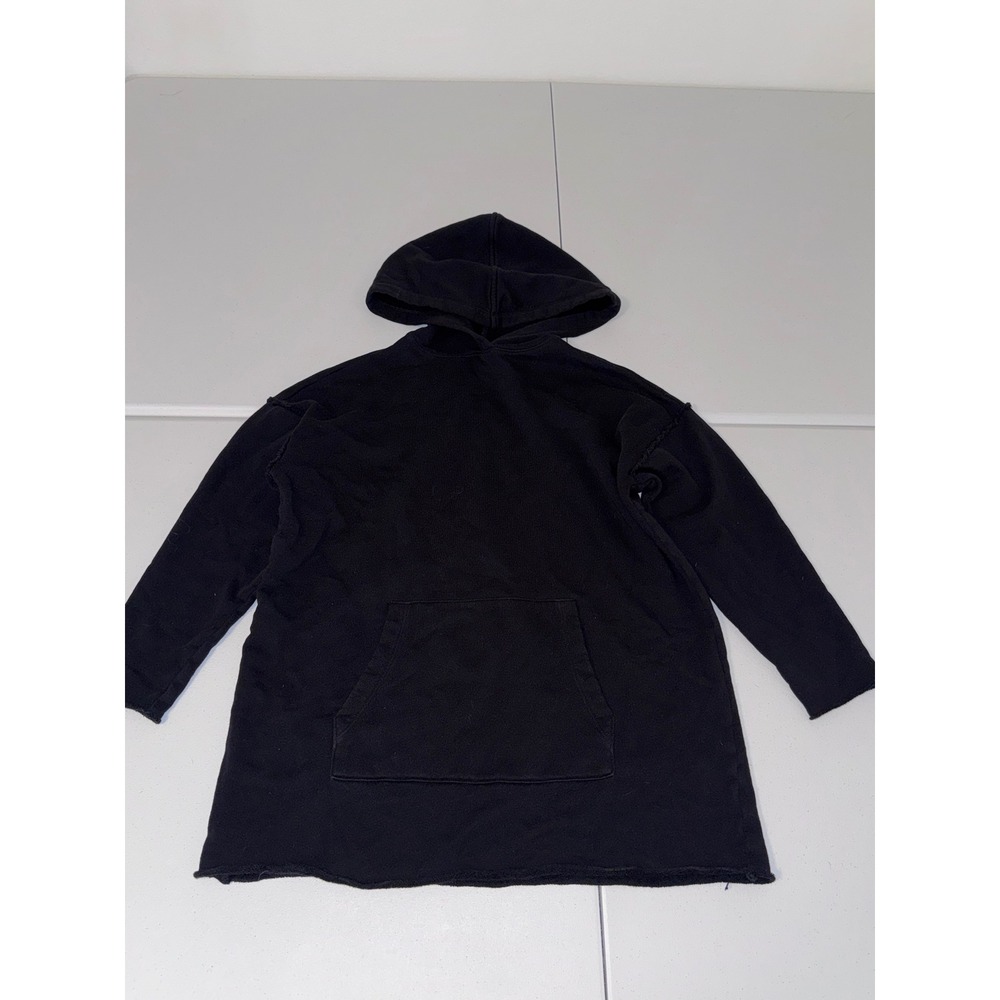 Eileen Fisher Black Organic Cotton Fleece Oversized Hoodie Tunic XS k3 - Picture 2 of 8